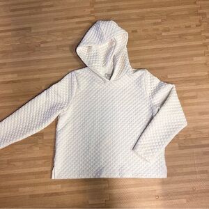 J. Crew White Quilted Hoodie Sweater